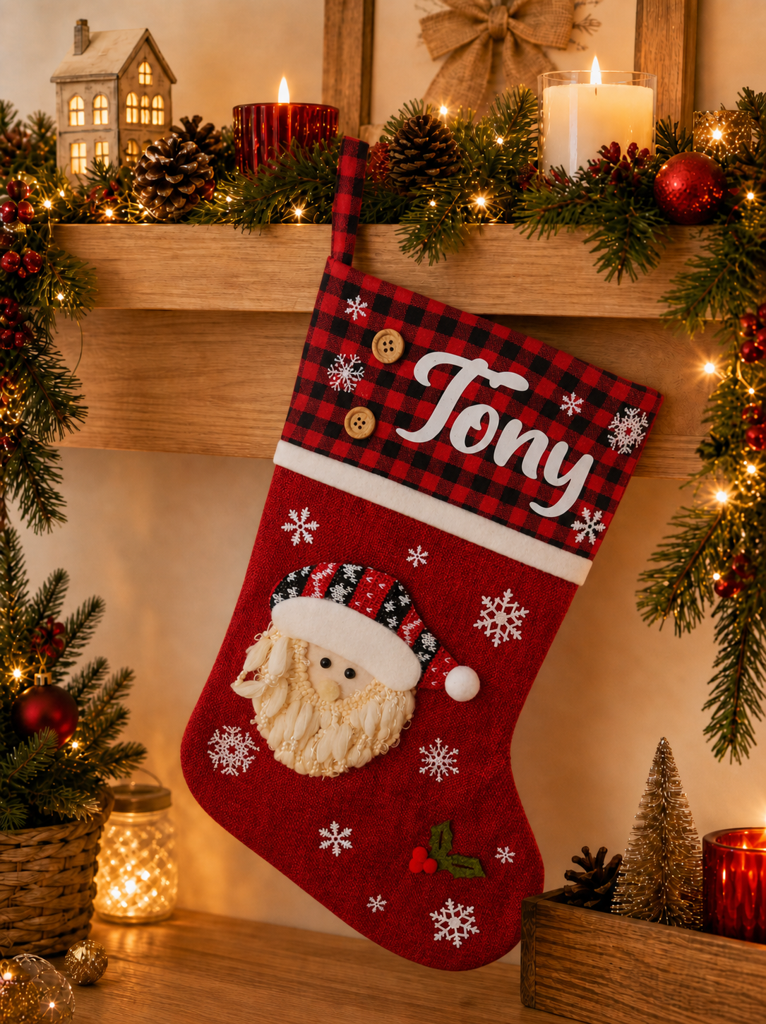 Calcetín Navideño Papá Noel Personalizado