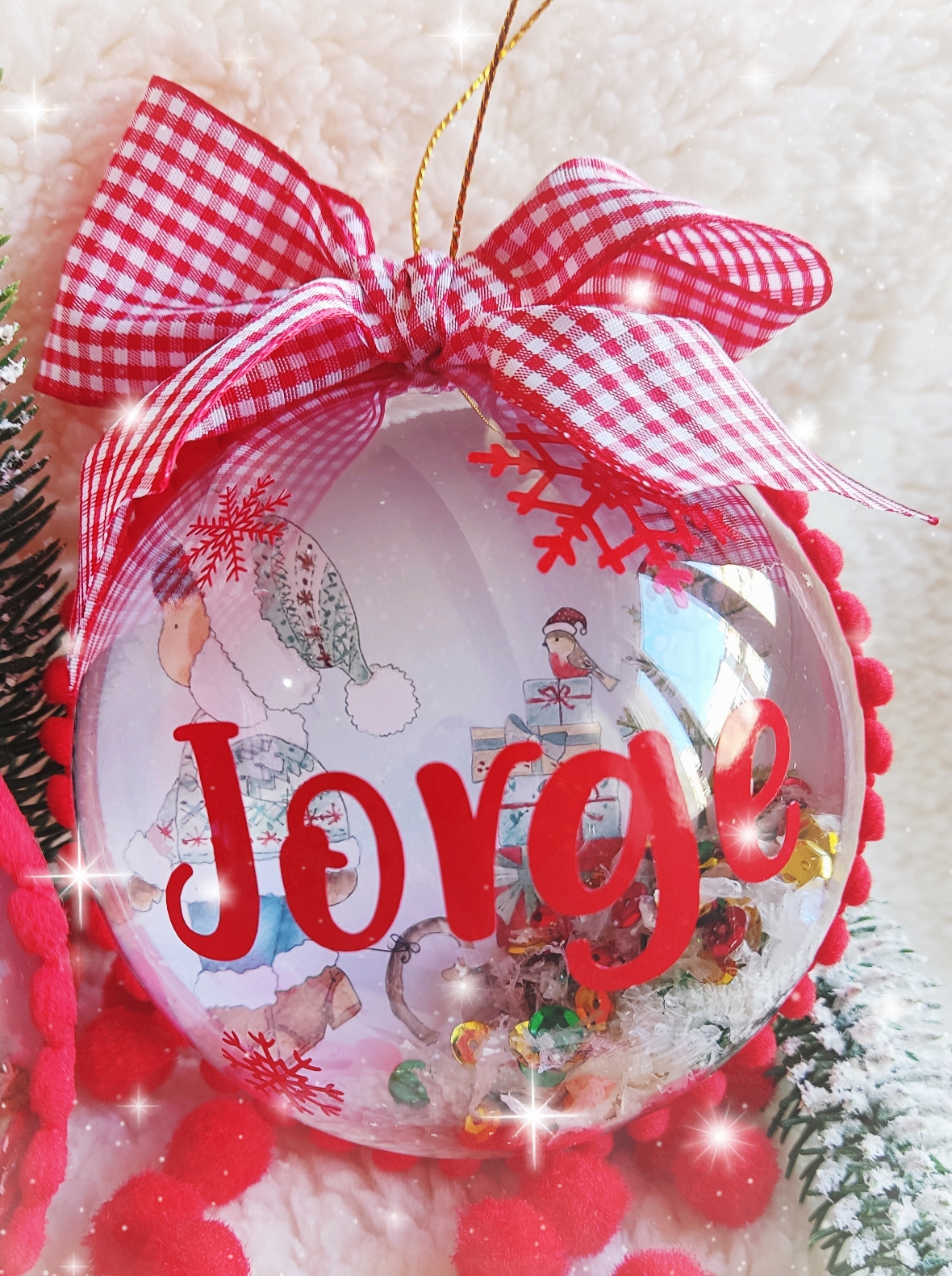 Bola de Navidad Transparente Personalizada con Dibujo Interior - Imagen 7