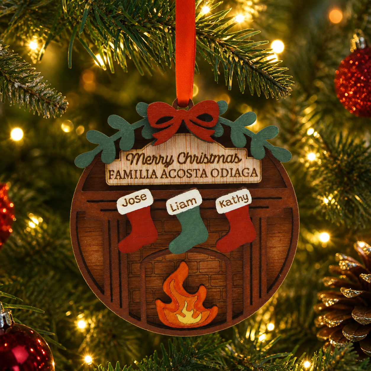 Bola de Navidad Chimenea y Calcetines Personalizados