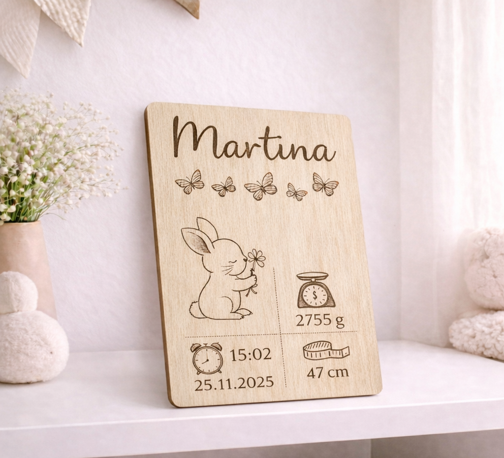 Placa natalicio de madera grabada - Imagen 2