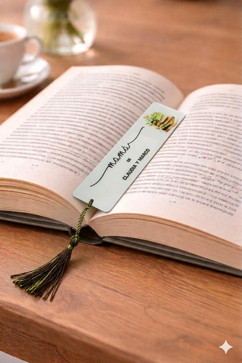 Marcapáginas personalizado de metacrilato para adullto bañado en resina - Imagen 2