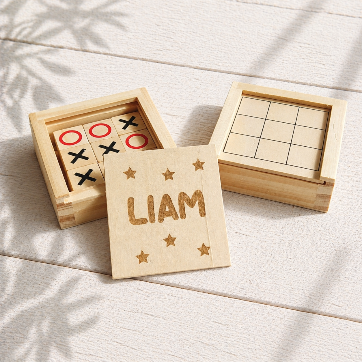 Juego de tres en raya de madera personalizado - Imagen 2