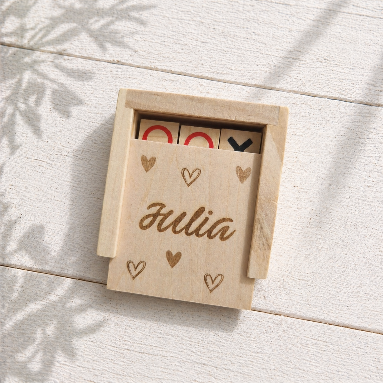 Juego de tres en raya de madera personalizado - Imagen 4