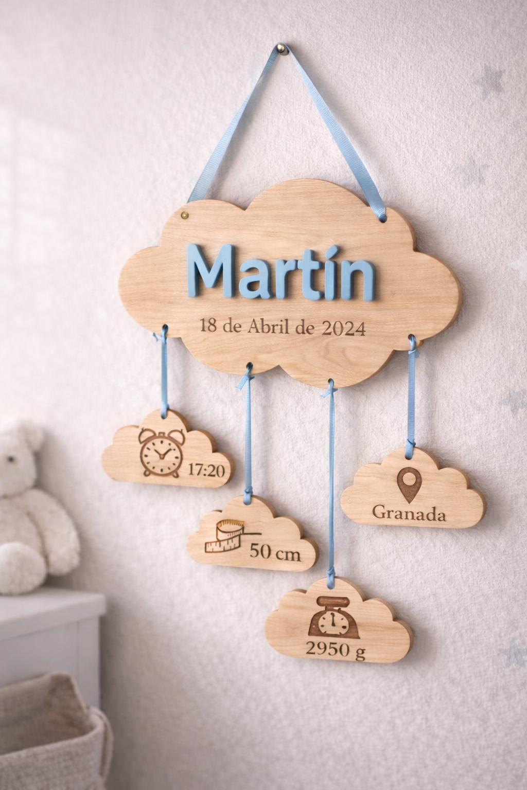 Placa circular natalicio de madera - Imagen 2