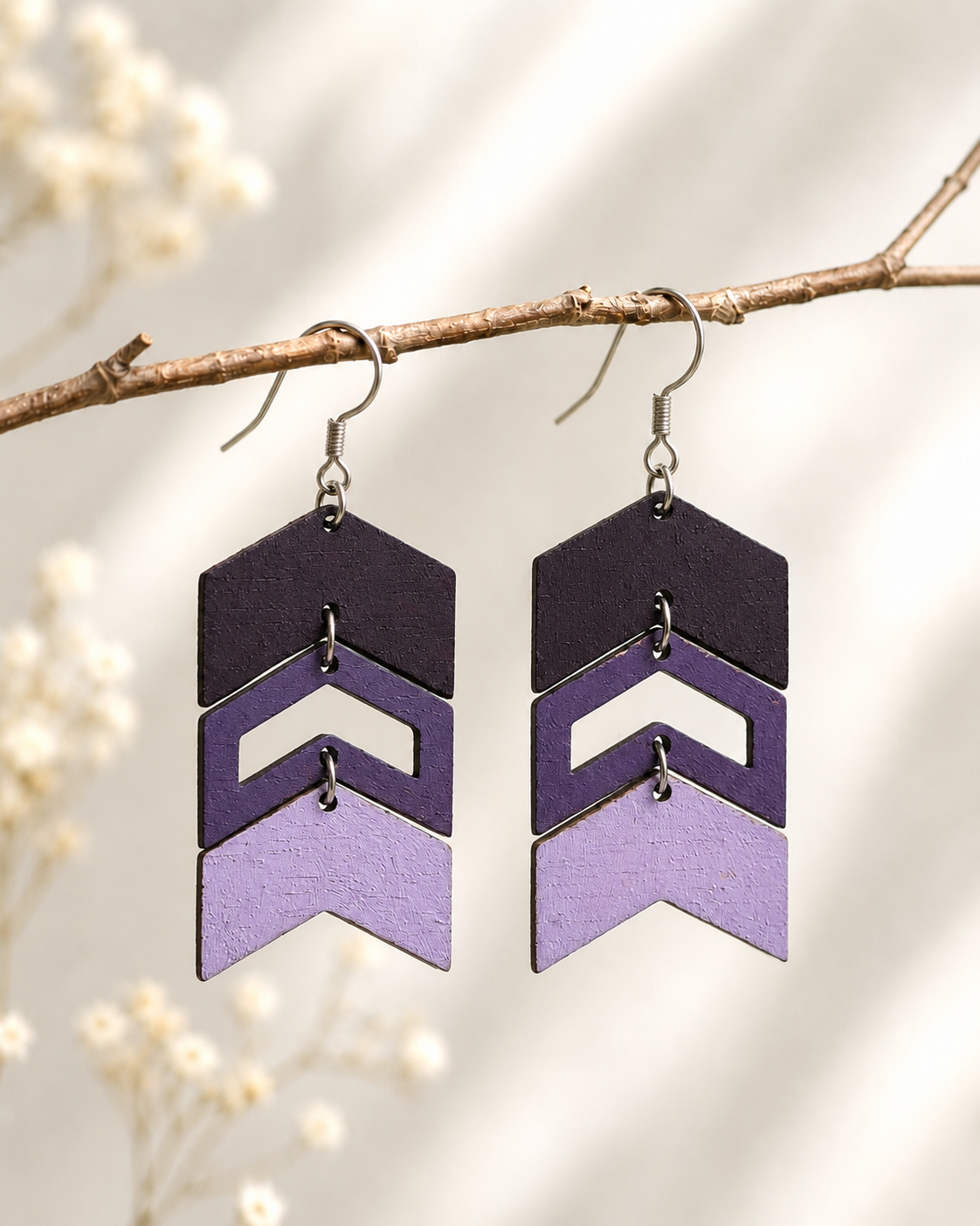 Pendientes de madera largos pintados - Imagen 8