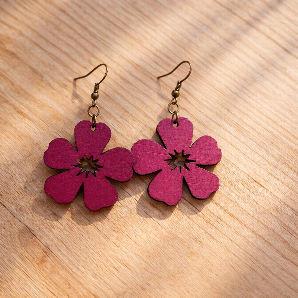 Pendientes de madera largos pintados - Imagen 9